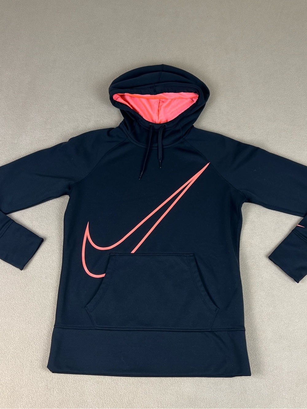 Nike Black Hoodie with Pink Swoosh and Pink Lining